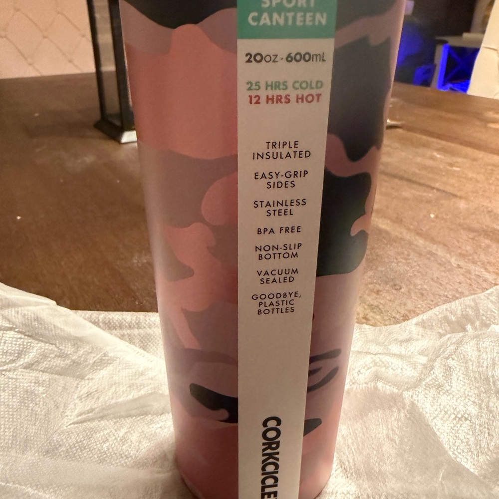 Corkcicle Pink and Black Camo Sport Canteen